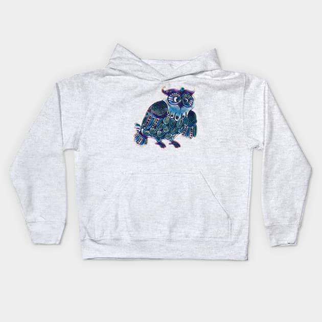 Blue owl Kids Hoodie by Gogodzy